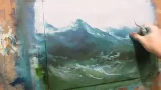 Seascape oil painting. Open space ocean. Part 1.