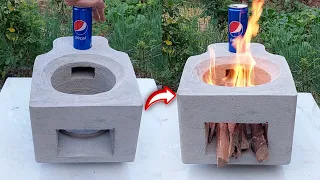 How to cast a cement stove with foam box is both easy and saves firewood