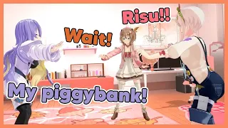 Risu got caught stealing Moona's piggybank【Risu 3D Showcase】
