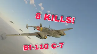 8 Kills! Bf-110 C-7 | War Thunder