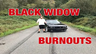 BLACK WIDOW BMW DOES WICKED BURNOUTS !!! (1989 BMW 535I TURBO)