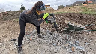 Digging Dirt and DEMOLISHING a Concrete Wall - solo female country life