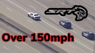 DODGE CHALLENGER HELLCAT OUTRUNS HELICOPTER AND POLICE CARS