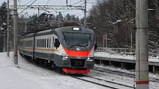 Проходящие поезда на Белорусском направлении зимой. Участок Кубинка - Можайск Московской жд.