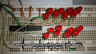 Testing a switch matrix on breadboard (with Arduino, CD22100, 74HC165 and 74LS164)