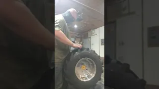 Garden tractor tire shaving/cutting