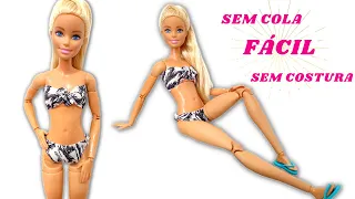Biquíni Sem Cola e Sem Costura Para Bonecas | Como Fazer Roupa Para Barbie | Fácil