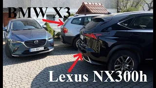 Jakość wydechu 3 letniego Lexus NX300 vs. 16 letnie BMW X3 vs.  Honda vs. Mazda