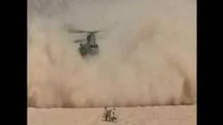 Dutch Chinook conducting a brown-out landing in Afghanistan