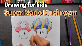How to Draw Super Mario Mushroom - Easy Step-by-Step Tutorial for Kids