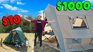 $10 Tent vs $1000 Tent OVERNIGHT Survival!