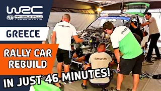 Rally Mechanics rebuild a Škoda Fabia in 46min! | WRC EKO Acropolis Rally Greece 2022