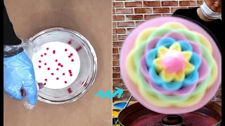 Cotton candy made from colored sugar. amazing process / ASMR