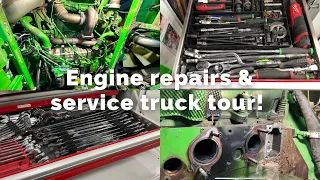 Engine repairs on a S680 combine & Service truck tour (part 2)