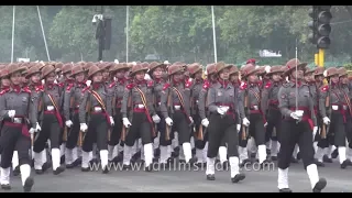 Indian Army battle tanks and women contingent of Assam rifles march at Republic Day Rehearsal