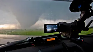 TORNADO Encounter - Chasing a Stationary Wedge Tornado - Bennington Kansas 28 May 2013