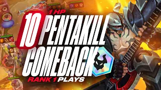 I Hit 10 Pentakill with 1 HP Left...