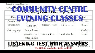 COMMUNITY CENTRE EVENING CLASSES LISTENING TEST WITH ANSWERS