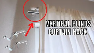 Hang Curtains Over Vertical Blinds Renter Friendly Hack | Install curtains with no holes