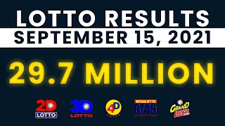 Lotto Results September 15, 2021 (Wednesday) #LottoResultToday