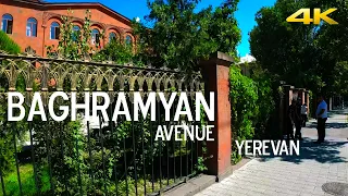 Walking tour, Baghramyan Avenue, Yerevan, Armenia. 4K 60fps