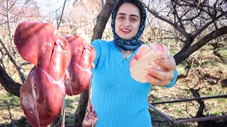 BEST LIVER RECIPE ! Cooking Rural dish with Lamb Liver, Heart & Fat / IRAN Daily Village Life!