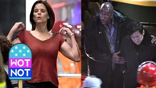 The Rock and Neve Campbell Film Action Scenes for Skyscraper 2018