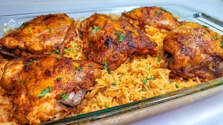 OVEN BAKED CHICKEN & RICE | one pan dish lazy man's style