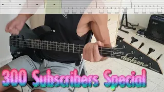 Queen - Don't Stop Me Now Bass Cover with TABS on screen