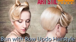 Bun with Bow Updo Hairstyle