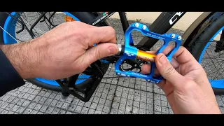 Mzyrh S12-blue gold bike pedals "bling" into my ebike!