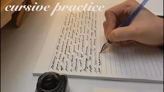 cursive handwriting practice 🖋 | ASMR glass dip pen, white noise, soft piano bgm | real time