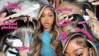 *VERY IN-DEPTH &DETAILED* BLEACHING, PLUCKING, INSTALL, & STYLING BLONDE BALAYAGE  WIG MEGALOOKSHAIR