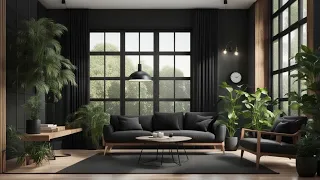 Luxurious Black Modern Style Interior Design combined with Herbals and plants