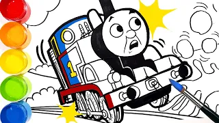 Thomas Gets Derailed . drawing and coloring for kids toddlers | learn colors | Tim Tim TV