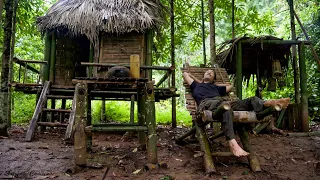 60 Days Building Shelter - JUNGLE MAN harvests the food he grows himself in jungle