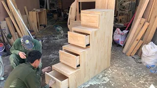 Amazing Woodworking Idea Bunk Bed Baby // Build Stairs With Storage Drawers For Bunk Bed Kids!