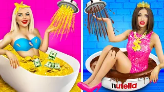 Rich vs Poor Girl Body Swap for 24 Hours | Funny Challenge Living Like Rich and Broke by RATATA