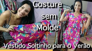 Costure Vestido soltinho com babados. Corte e costura Fácil sem molde, para Iniciantes, DIY.