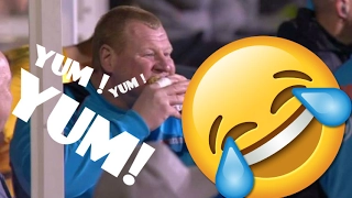 FUNNY Wayne Shaw eating a pie while watching sutton united v Arsenal 0-2