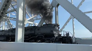 Pacing Union Pacific Big Boy #4014 Steam Train On The Huey P. Long Bridge Out of New Orleans 8/22/21