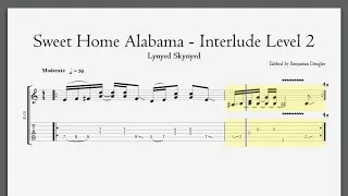 Lynyrd Skynyrd - Sweet Home Alabama (Interlude Level 2 - 50bpm Guitartab)