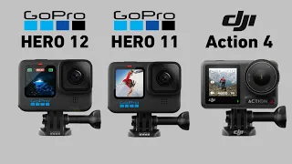 GoPro HERO 12 Vs GoPro HERO 11 Black Vs Dji ACTION 4 | Big 3 Comparison