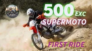 FIRST RIDE KTM 500 EXC Supermoto|How To Build A Supermoto   #KTM_500_EXC_Supermoto #world_bike