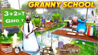 Oggy & Shinchan Going Granny School | Granny Ask Questions & Answers or Death in His School GTA 5!