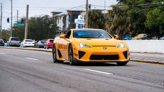 Orlando Cars and Coffee Pull's, burnouts, Lexus LFA exhaust, Countach | November 2023 #carsandcoffee