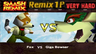 Smash Remix - Classic Mode Remix 1P Gameplay with Fox (VERY HARD)