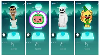 Skibidi Toilet 🆚 Cocomelon 🆚 Marshmello 🆚 Bunzo Bunny !! Tiles Hop Edm Rush Game 🎮 Who is Best ?