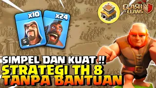 CARA SIMPEL RATAKAN TH 8 MENGGUNAKAN GIANT WIZZARD HOG RIDER | STRATEGI TH 8 - COC INDONESIA