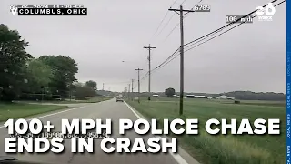 Dash cam shows 100+ mph police chase that ended in a crash